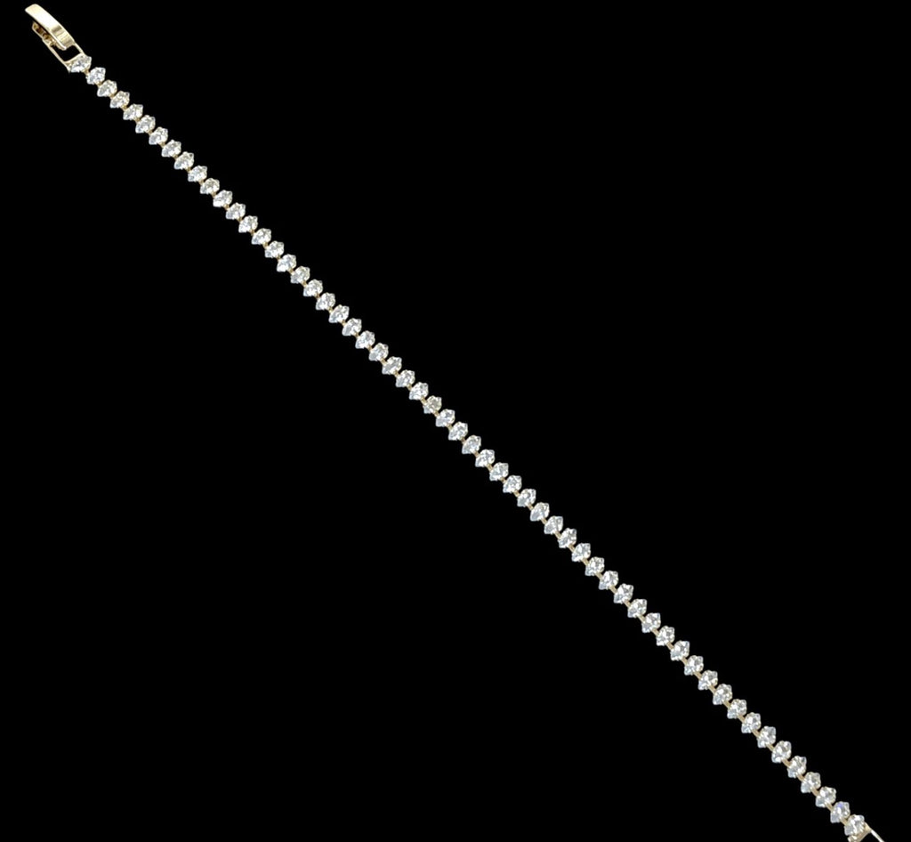 Ice Tennis Bracelet – Marquise Cut CZ Gold Filled ◈  Pulsera Oro Laminado (4mm)