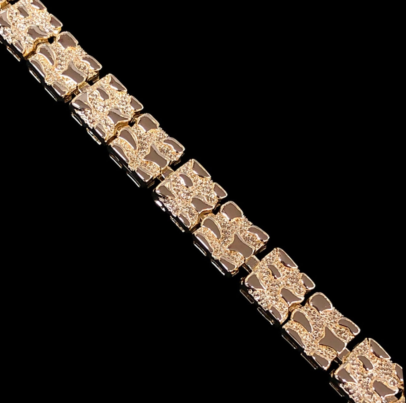 Nugget Gold Bracelet – 10mm French Style ◈ Pulsera Oro Laminado