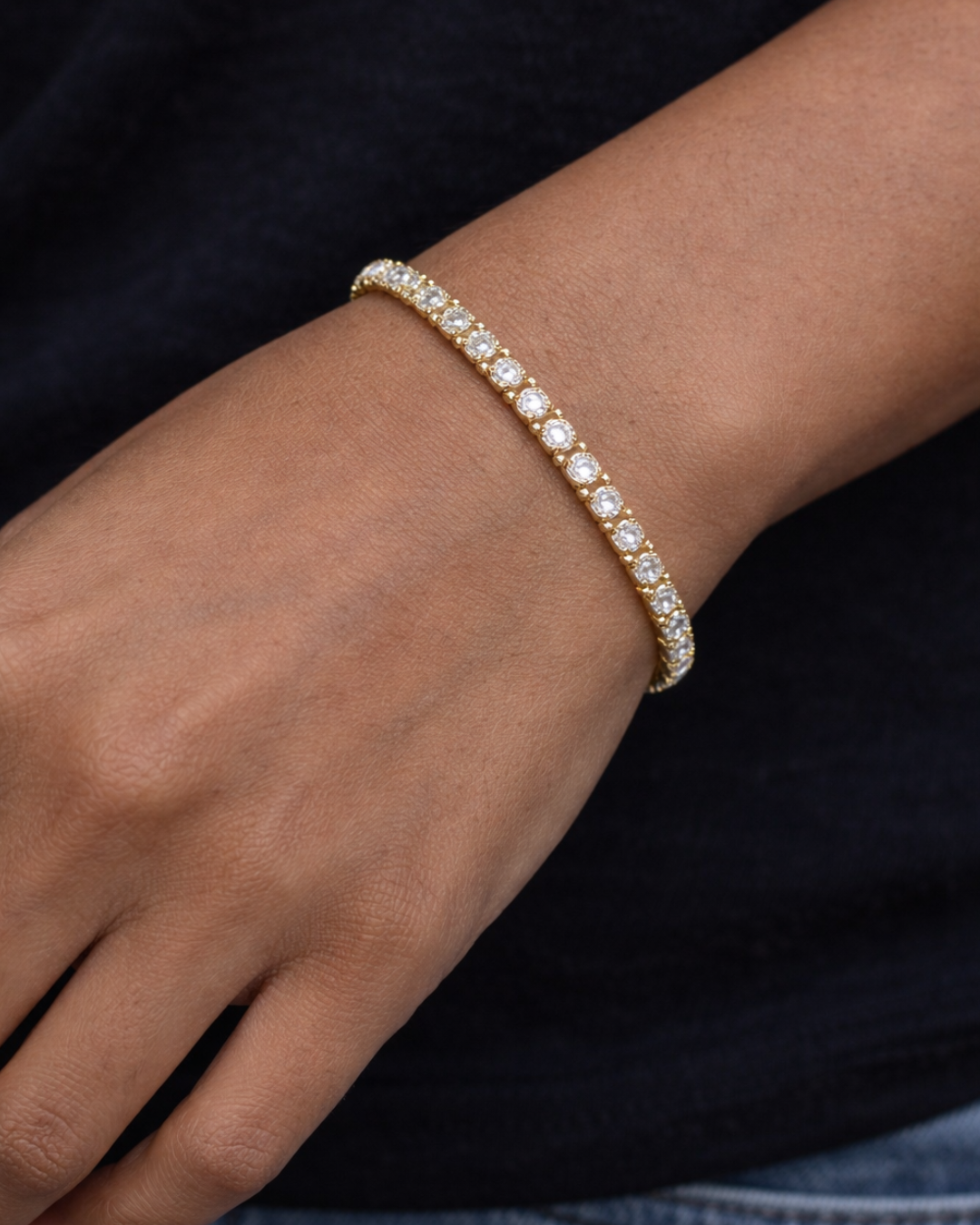 Venetian CZ Tennis Bracelet – 3mm Gold Filled ◈ Pulsera Oro Laminado